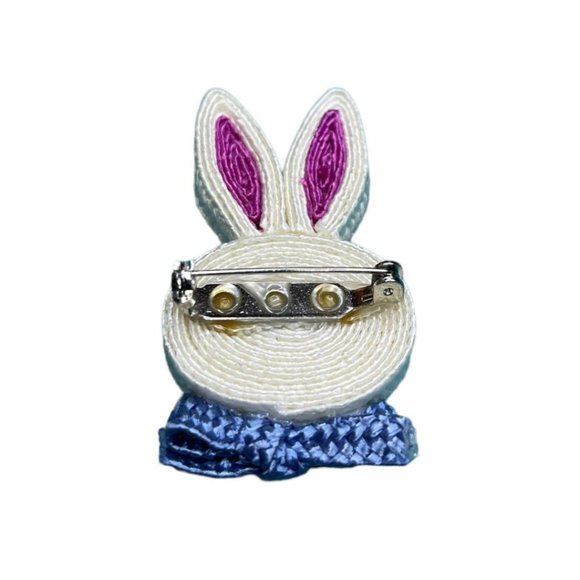 Rolled Straw Rabbit Head Easter Bunny Pin 2" - Picture 7 of 10